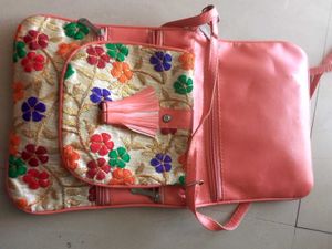 Floral Embroidered Sling Bag