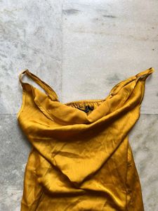 Sassafras Yellow Satin Slip Dress
