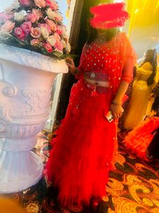 Full Heavy Frill Lehanga With Original Mirror Blou