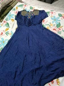 Elegant Blue Embroidered Dress