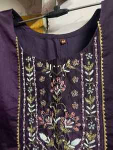 Purple Kurta Set With Leggings