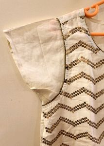 Stylish White Embellished Top