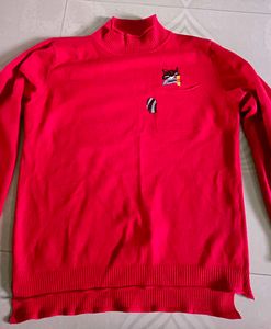 Beautiful Red Highneck Top With Outer