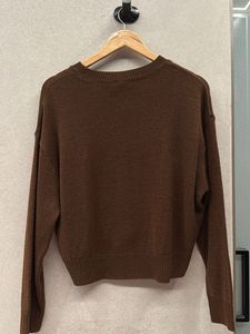 Brown Knit Cropped Pullover