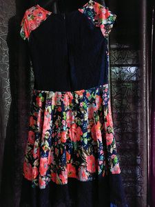 Floral Print Dress With Mesh Detail