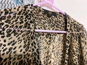 Zink Leopard Print Open Front Shrug