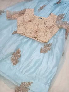 Elegant Sky Blue Lehenga Choli Set