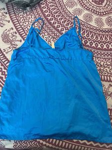 Blue Cami Top with Braided Trim
