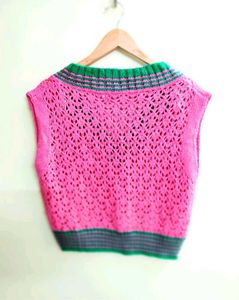 Megenta Colour Half Sweater Size-38