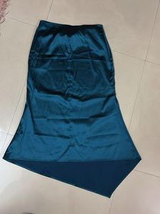 Elegant Teal Satin Skirt