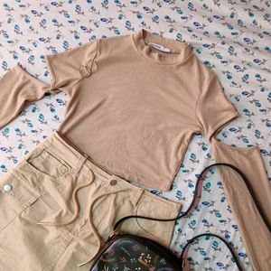 Y2K Aesthetic Unique Design Nude Crop Top