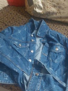 Denim Jacket with Love Print