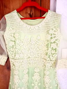 Mint Green Lace Anarkali Dress