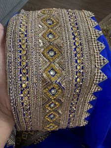 Royal Blue Embroidered Heavy Saree