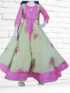 beutiful pink and golden jacket gown for women