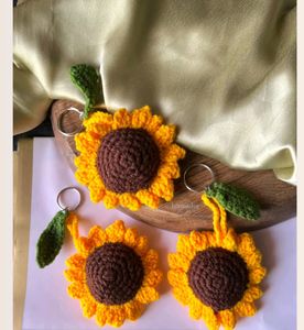 Crochet Sunflower Keychain