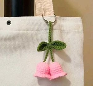 Cute Pink Tulip Crochet Key Chain 🌷