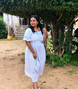 Pastel Striped Sundress with Matching Bag
