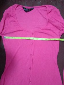 Hot Pink Long Sleeve Button Down Top