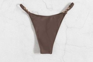 Chain Detail Bikini Bottom - Brown