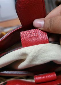 Gucci Bamboo Red Leather Handbag