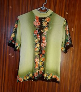 Warm Winter Top Half Sleeve Floral Pattern