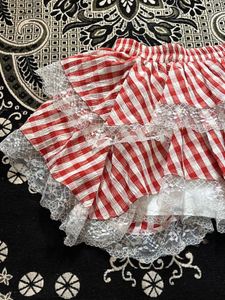 Red Gingham Ruffle Mini Skirt