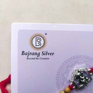 Pure Silver Oxidised Ganesha Ideal CZ Rakhi