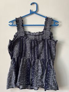 Strap Peplum Elastic Top