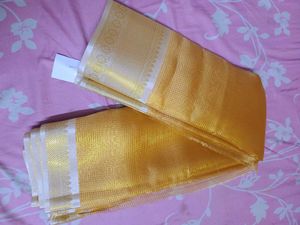 New Golden Tissue Silk Saree Dual Tone.