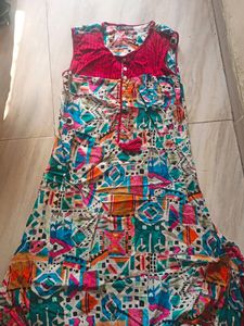 New Sleeveless A LineCotton Kurti With Beautiful T