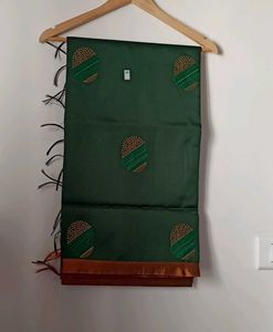 Green Embroidered Silk Fabric