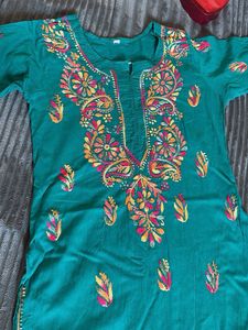 Green Embroidered Kurta