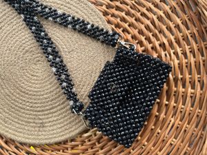 Black Beaded Shoulder Bag