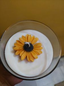 Glass Scented Candle With Sunflower