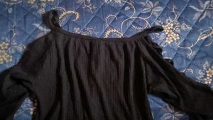 Black Cold Shoulder Top