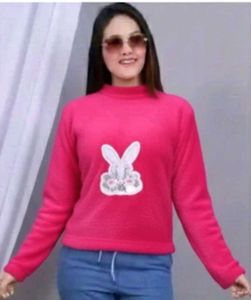 Pink Fleece Sweatshirt with Bunny