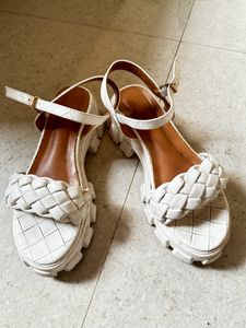 Braided Detail Buckle Decor Ankle Strap Platform