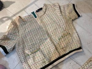 Zara Tweed Crop Top &amp; Skirt Set