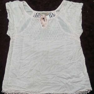White Crochet Back Top
