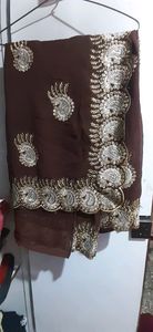 New unused saree I have stich blouse but kabhi pehna nhi na saree pehni fall piko lagakar sale karni he