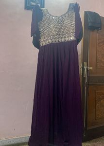Ethinic Wine Long Flared Gown