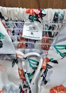 Floral Puff Sleeve Crop Top with Front Tie