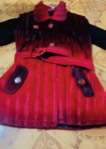 Vintage Style Red &amp; Black Belted Coat
