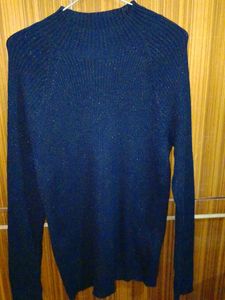 Black Full Sleeves Shimmer Sweater For Women