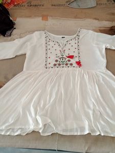 White Embroidered Tunic Top