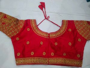 Red Embroidered Saree Blouse
