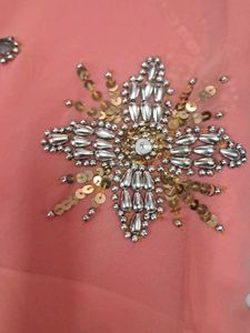 Elegant Peach Embellished Saree