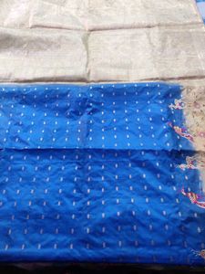 Blue Paper Silk Saree