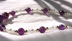 NEW HANDMADE AMETHYST WITH PEARL NECKLACE